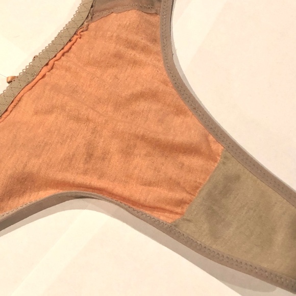 3/$32 VTG Y2K Khaki Mesh & Lace Over Peach Lining Sexy Thong Panties~7~NWT - Picture 5 of 6